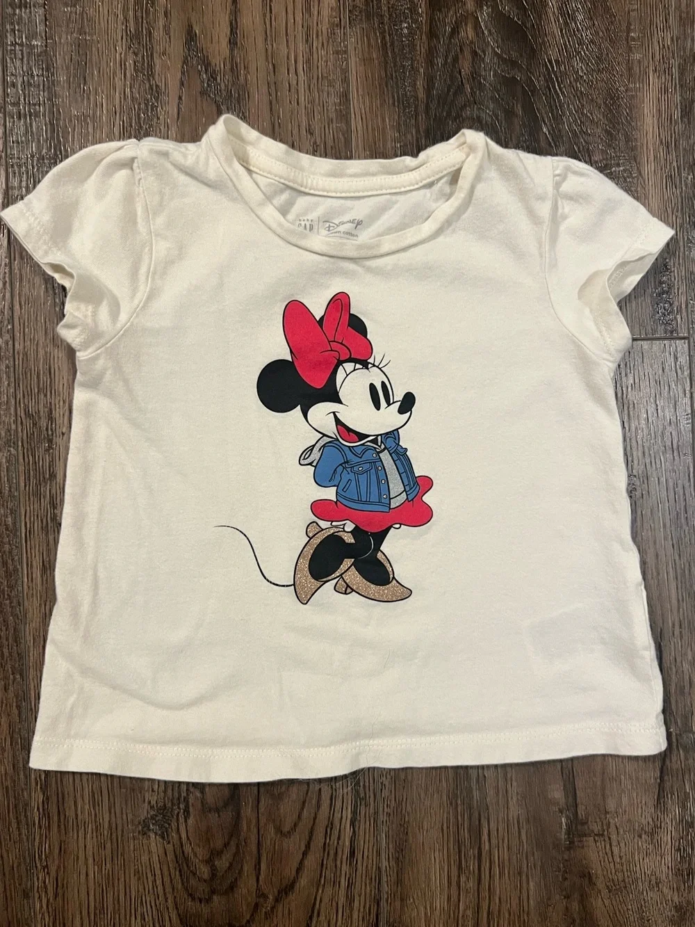 GAP x Disney Cream Tee with Pink and Black Minnie Graphic